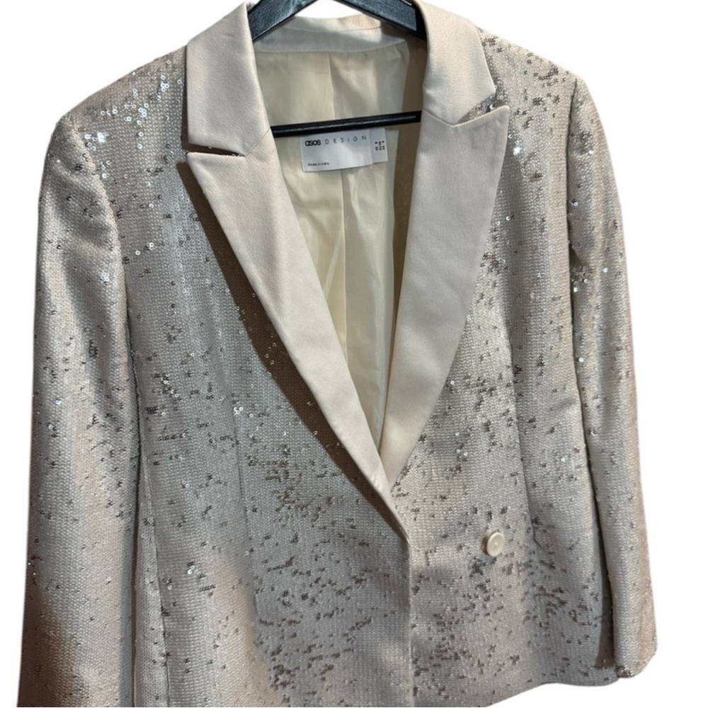 asos  White/cream/silver  Sequin Blazer and Pants Set - Picture 5 of 9